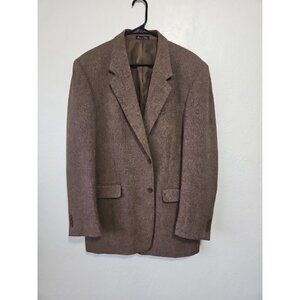 Monsieur Adolfo Mens Wool Blazer Jacket Brown Twees 2 button sport coat READ